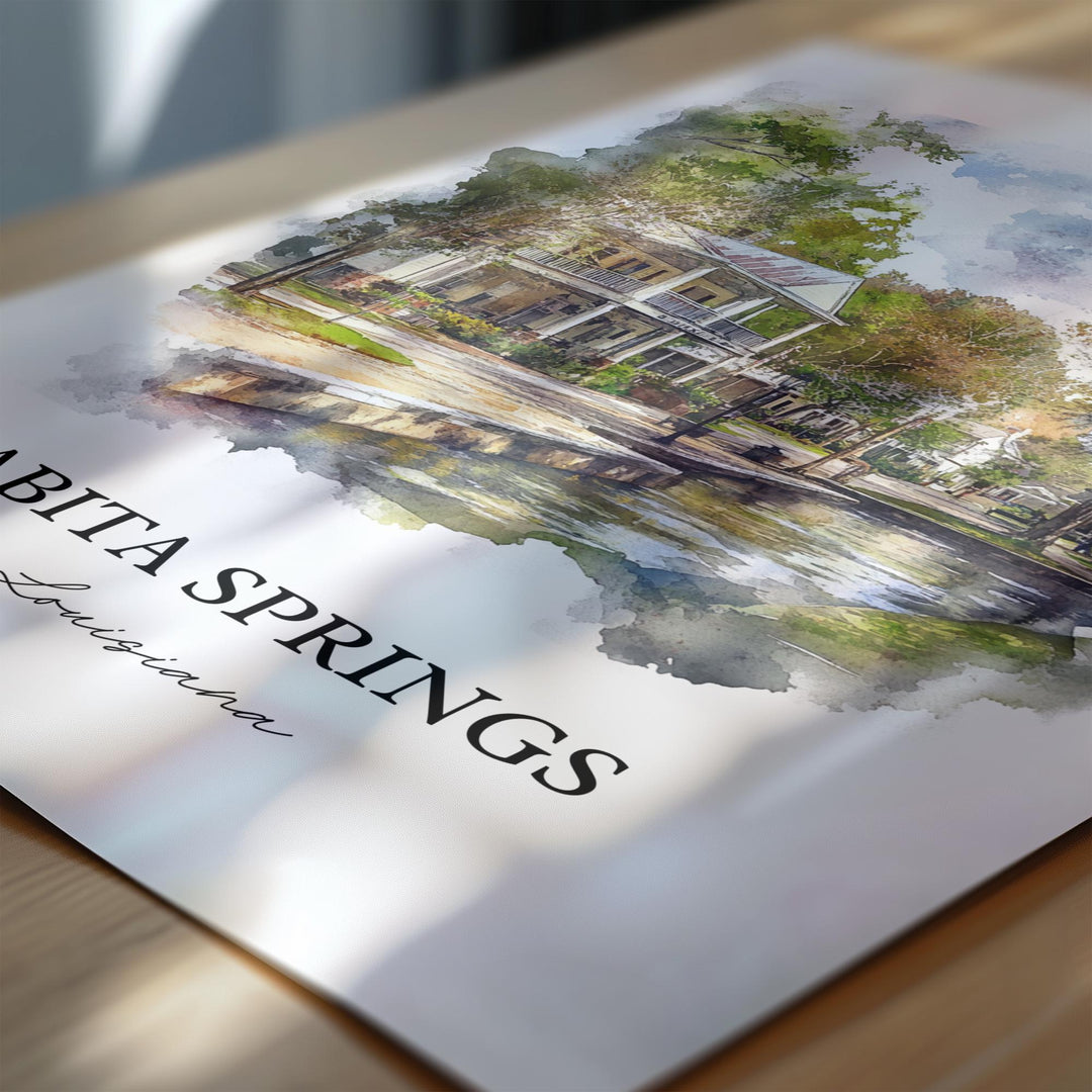 Abita Springs Wall Art, St. Tammany Parish Print, Louisiana Watercolor, Abita Springs Gift, Travel Print, Travel Poster, Housewarming Gift