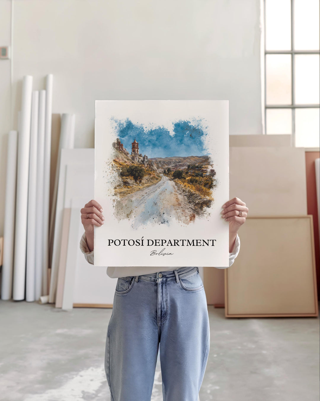 Potosí Bolivia Wall Art, Bolivia Print, Bolivia Watercolor Art, Potosí Dept Gift, Bolivia Travel Print, Travel Poster, Housewarming Gift