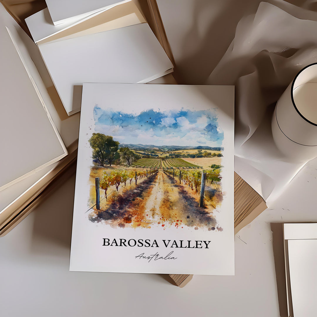 Barossa Valley Wall Art, South Australia Print, Australia Watercolor, Barossa Valley Gift, Travel Print, Travel Poster, Housewarming Gift