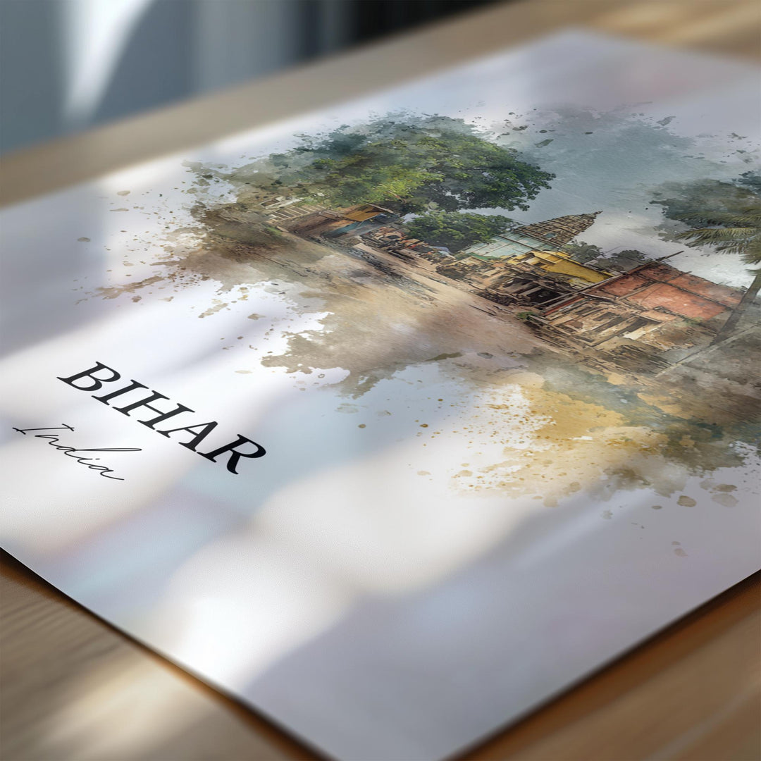 Bihar India Wall Art, Bihar India Print, Bihar Watercolor Art, Bihar India Gift, India Travel Print, Travel Poster, Housewarming Gift