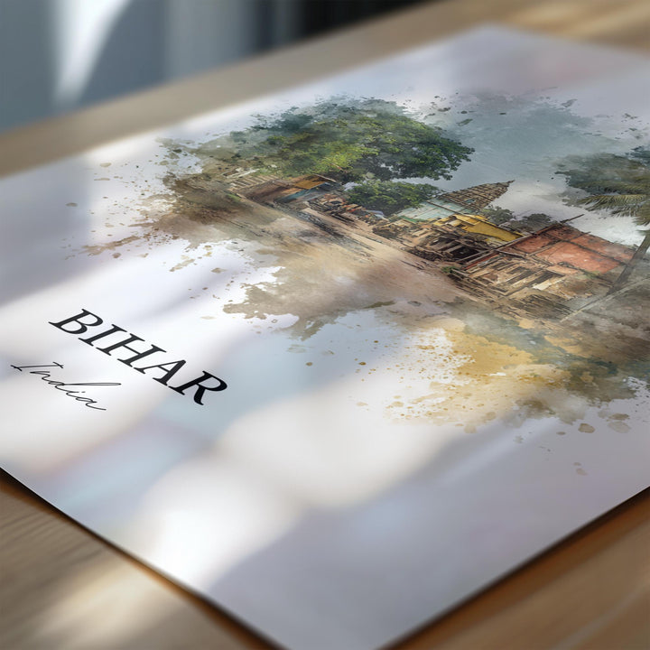 Bihar India Wall Art, Bihar India Print, Bihar Watercolor Art, Bihar India Gift, India Travel Print, Travel Poster, Housewarming Gift