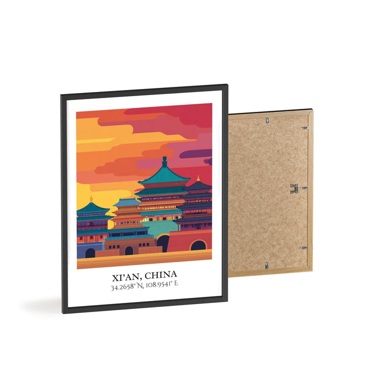 Xi'an China Art, Xi'an China Retro Travel Art, Xi'an China Home Decor, Xi'an Gift, China Travel Art, Travel Prints, Housewarming Gift