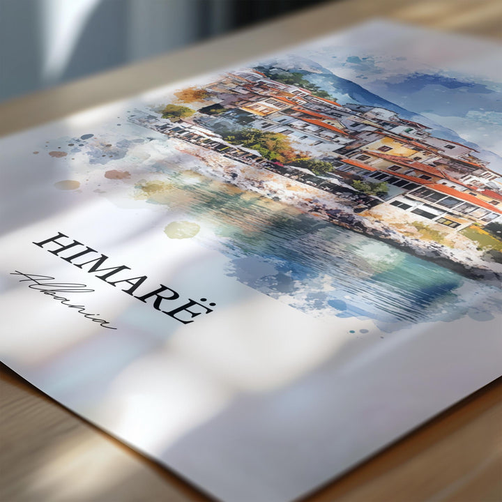 Himarë Albania Wall Art, Vlorë County Print, Albania Watercolor Art, Albania Gift, Travel Print, Travel Poster, Housewarming Gift