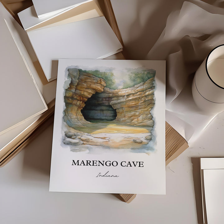 Marengo Cave Wall Art, Marengo Cave IN Print, Indiana Watercolor Art, Marengo Cave Gift, Travel Print, Travel Poster, Housewarming Gift