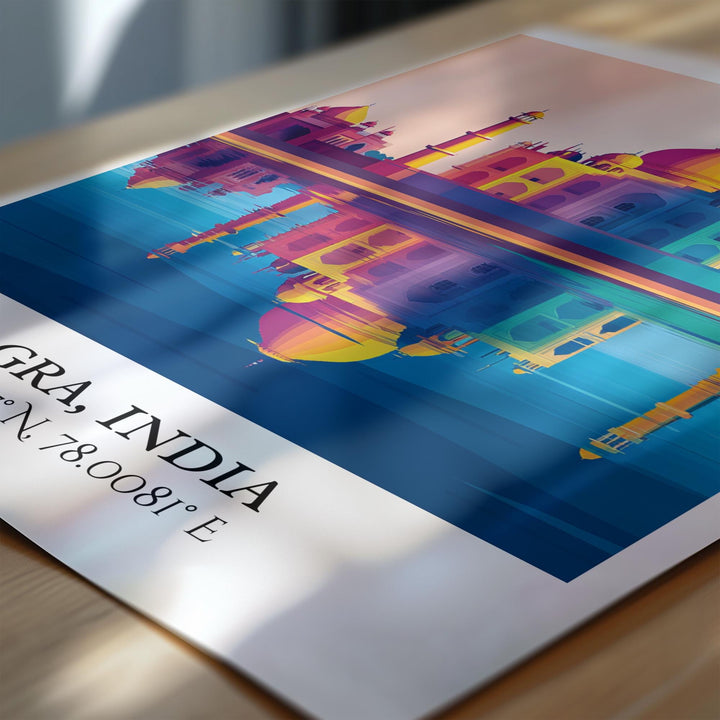 Agra India Art, Agra Retro Travel Art, Agra India Home Decor, India Gift, India Travel Art, Travel Prints, Housewarming Gift