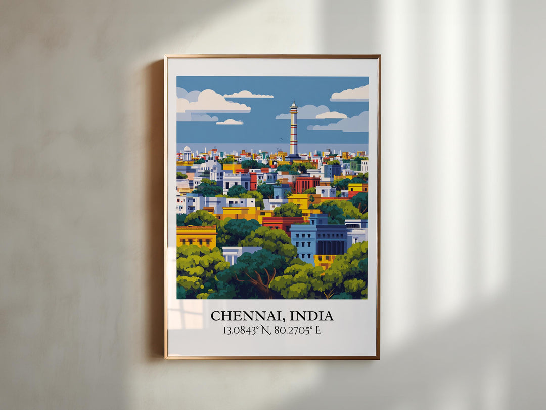 Chennai Art, Chennai India Retro Travel Art, Chennai Home Decor, Chennai India Gift, India Travel Art, Travel Prints, Housewarming Gift
