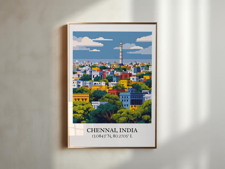 Chennai Art, Chennai India Retro Travel Art, Chennai Home Decor, Chennai India Gift, India Travel Art, Travel Prints, Housewarming Gift