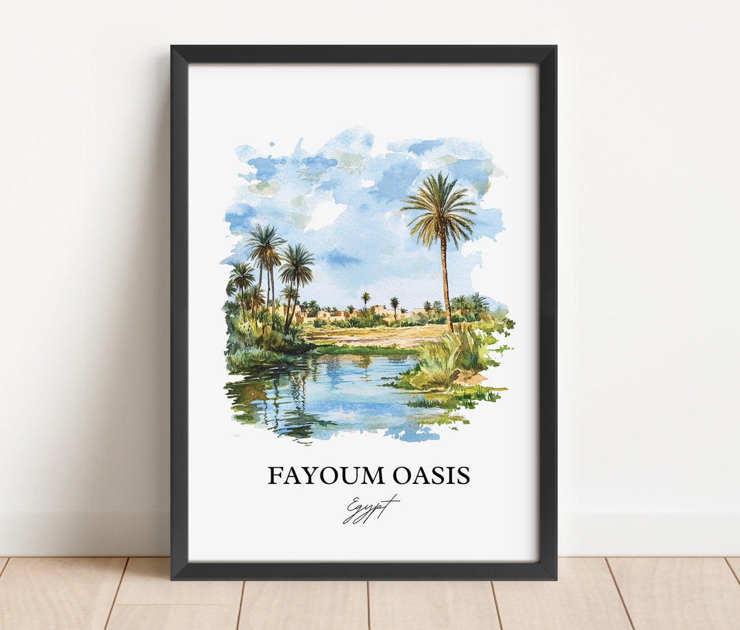Fayoum Oasis Wall Art, Cairo Print, Egypt Watercolor Art, Fayoum Oasis Gift, Travel Print, Travel Poster, Housewarming Gift