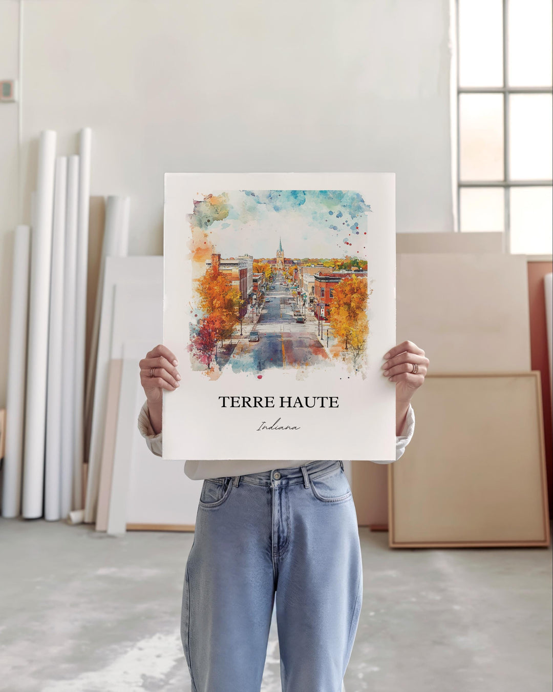 Terre Haute Wall Art, Vigo County Print, Indiana Watercolor Art, Terre Haute IN Gift, Travel Print, Travel Poster, Housewarming Gift