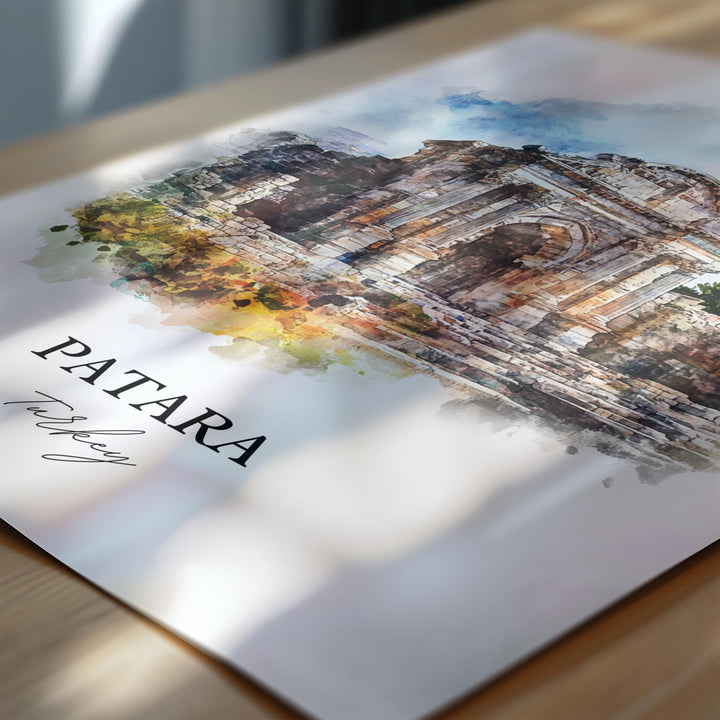 Patara Turkey Wall Art, Kalkan Print, Turkey Watercolor Art, Patara Beach Gift, Travel Print, Travel Poster, Housewarming Gift