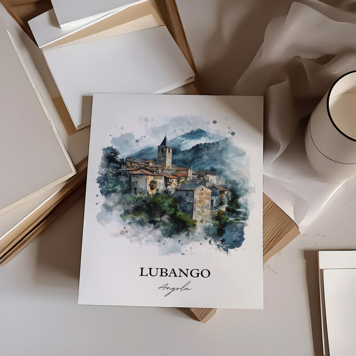 Lubango Wall Art, Lubango Print, Angola Watercolor Art, Lubango Angola Gift, Travel Print, Travel Poster, Housewarming Gift