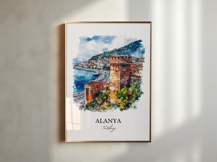 Alanya Turkey Wall Art, Turkish Riviera Print, Turkey Watercolor Art, Alanya Turkey Gift, Travel Print, Travel Poster, Housewarming Gift
