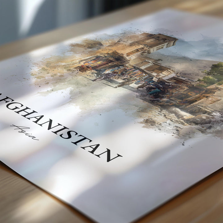 Afghanistan Wall Art, Afghanistan Print, Afghanistan Watercolor Art, Afghanistan Gift, Travel Print, Travel Poster, Housewarming Gift