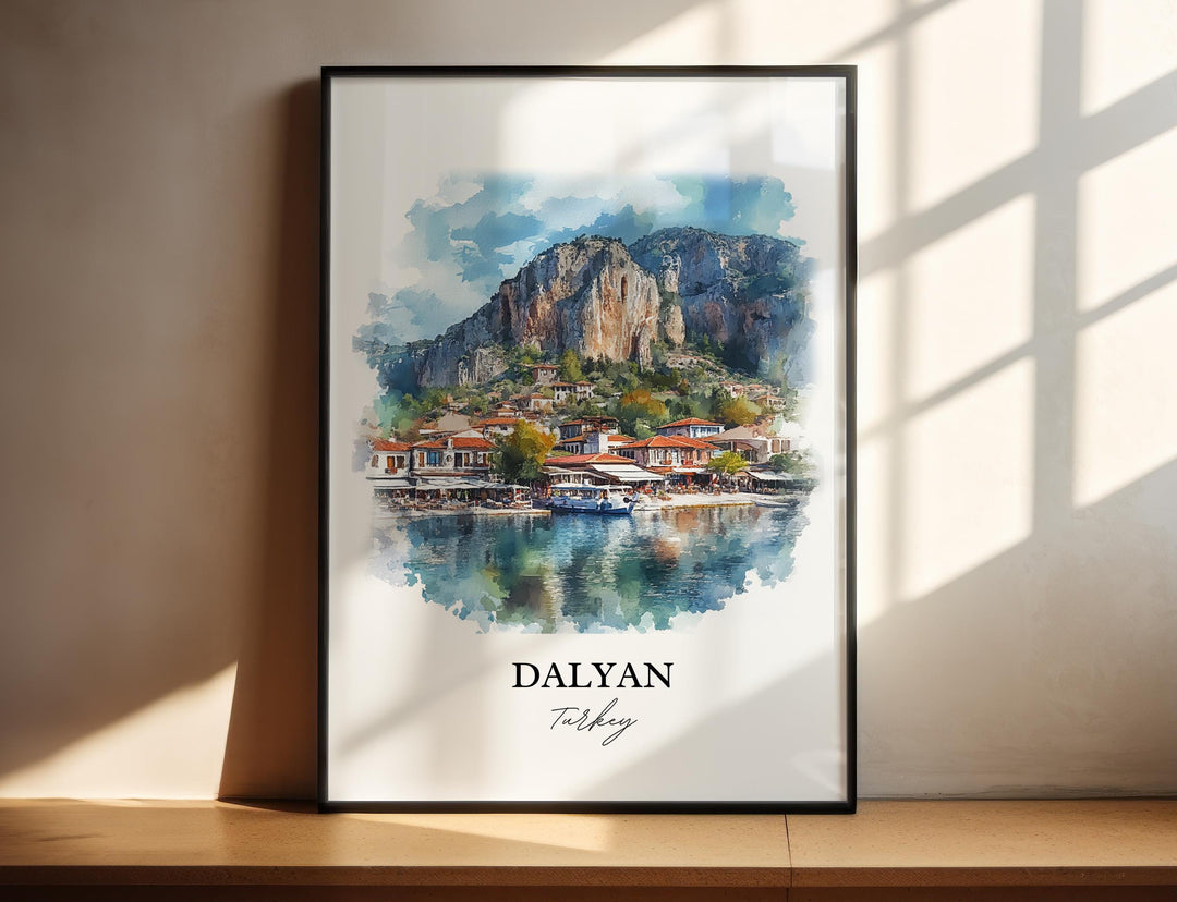 Dalyan Turkey Wall Art, Ortaca District Print, Turkey Watercolor Art, Dalyan Turkey Gift, Travel Print, Travel Poster, Housewarming Gift