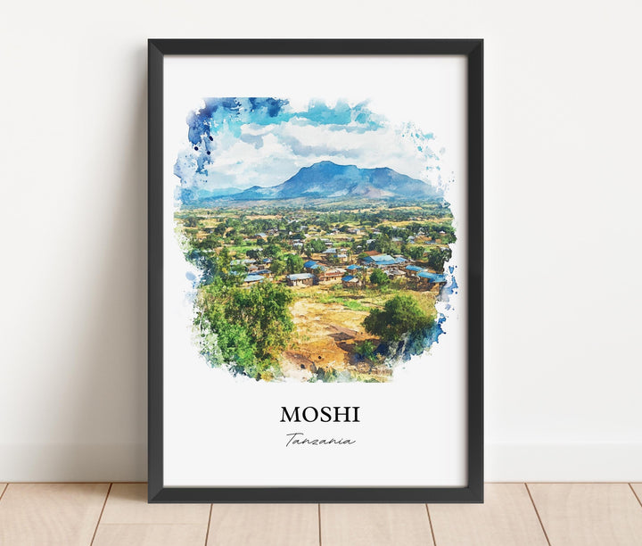 Moshi Tanzania Wall Art, Tanzania Print, Tanzania Watercolor Art, Moshi Gift, Travel Print, Travel Poster, Housewarming Gift