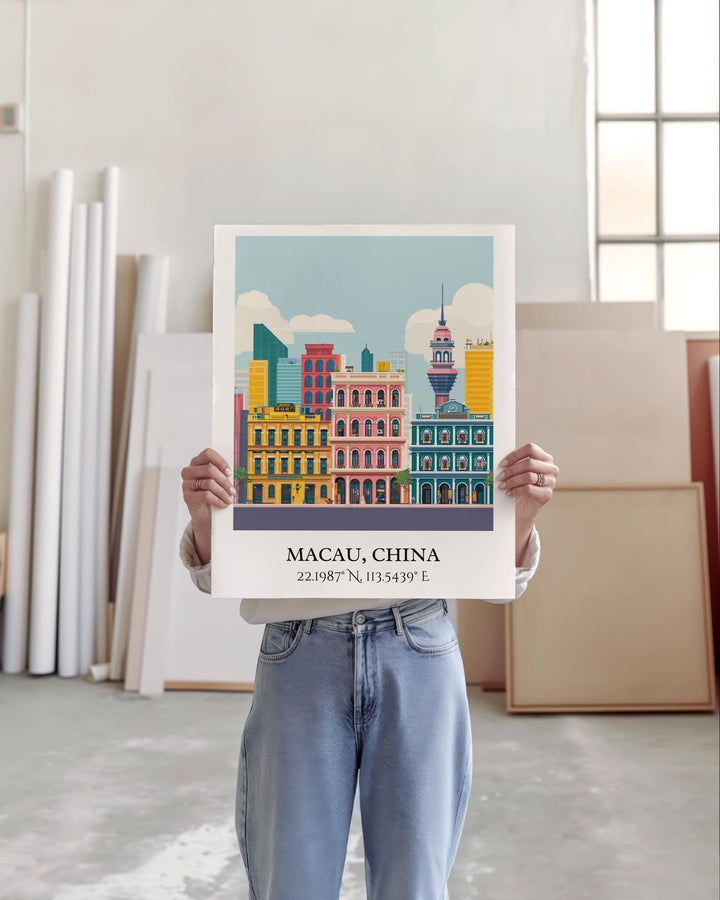 Macau Wall Art, Macau Print, Macau Watercolor Art, Macau China Gift, China Travel Print, Travel Poster, Housewarming Gift