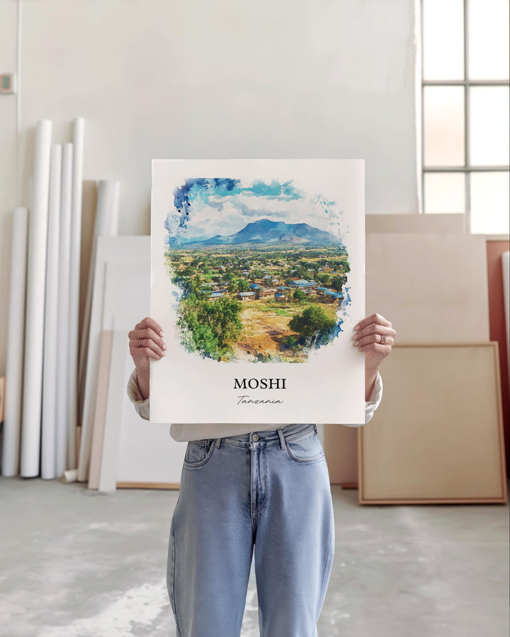 Moshi Tanzania Wall Art, Tanzania Print, Tanzania Watercolor Art, Moshi Gift, Travel Print, Travel Poster, Housewarming Gift