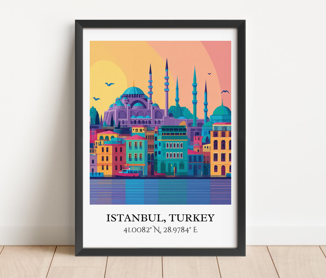 Istanbul Art, Istanbul Retro Travel Art, Istanbul Turkey Decor, Turkey Gift, Turkey Travel Art, Istanbul Turkey Print, Housewarming Gift