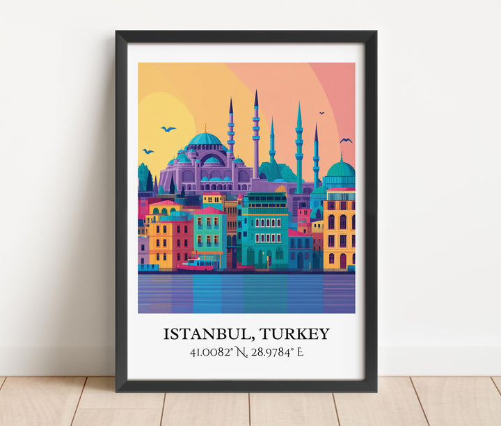 Istanbul Art, Istanbul Retro Travel Art, Istanbul Turkey Decor, Turkey Gift, Turkey Travel Art, Istanbul Turkey Print, Housewarming Gift
