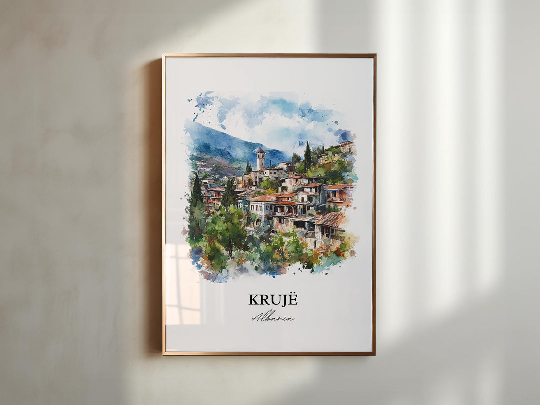 Krujë Albania Wall Art, Mount Krujë Print, Albania Watercolor Art, Krujë Albania Gift, Travel Print, Travel Poster, Housewarming Gift