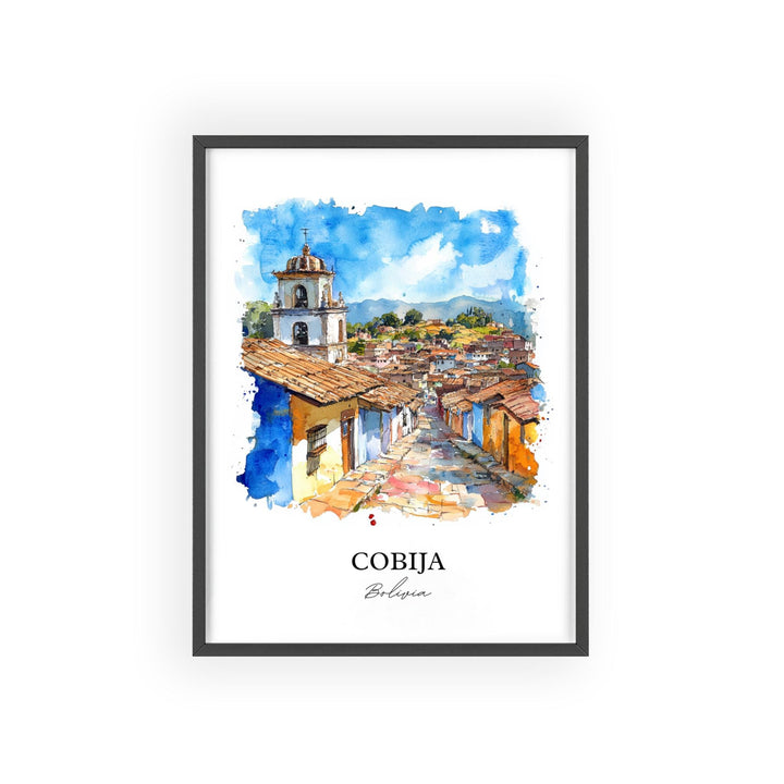 Cobija Bolivia Wall Art, Pando Bolivia Print, Bolivia Watercolor Art, Cobija Bolivia Gift, Travel Print, Travel Poster, Housewarming Gift