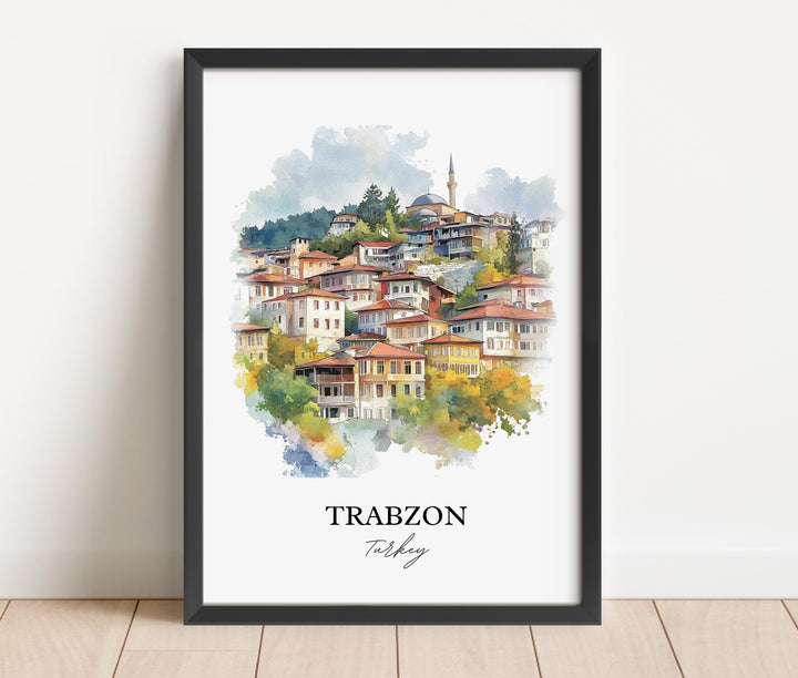 Trabzon Wall Art, Trabzon Turkey Print, Turkey Watercolor Art, Trabzon Turkey Gift, Travel Print, Travel Poster, Housewarming Gift