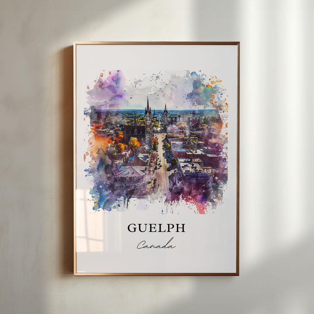Guelph Wall Art, Guelph Ontario Print, Guelph Watercolor, Guelph Canada Gift, Travel Poster, Housewarming Gift