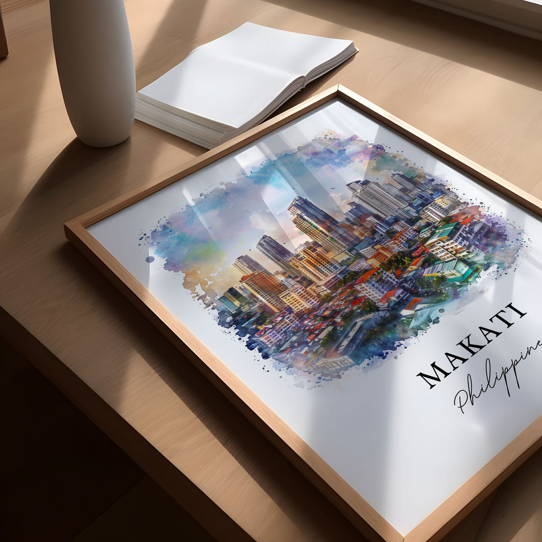 Makati Wall Art, Makati Philippines Print, Makati Watercolor, Makati Philippines Gift, Travel Poster, Housewarming Gift