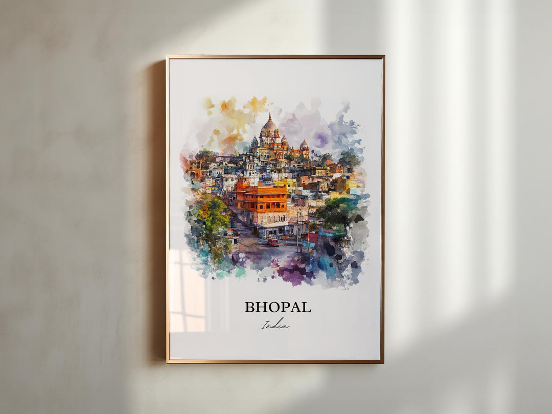 Bhopal Wall Art, Madhya Pradesh Print, India Watercolor Art, Bhopal India Gift, Travel Print, Travel Poster, Housewarming Gift