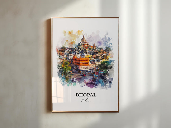 Bhopal Wall Art, Madhya Pradesh Print, India Watercolor Art, Bhopal India Gift, Travel Print, Travel Poster, Housewarming Gift