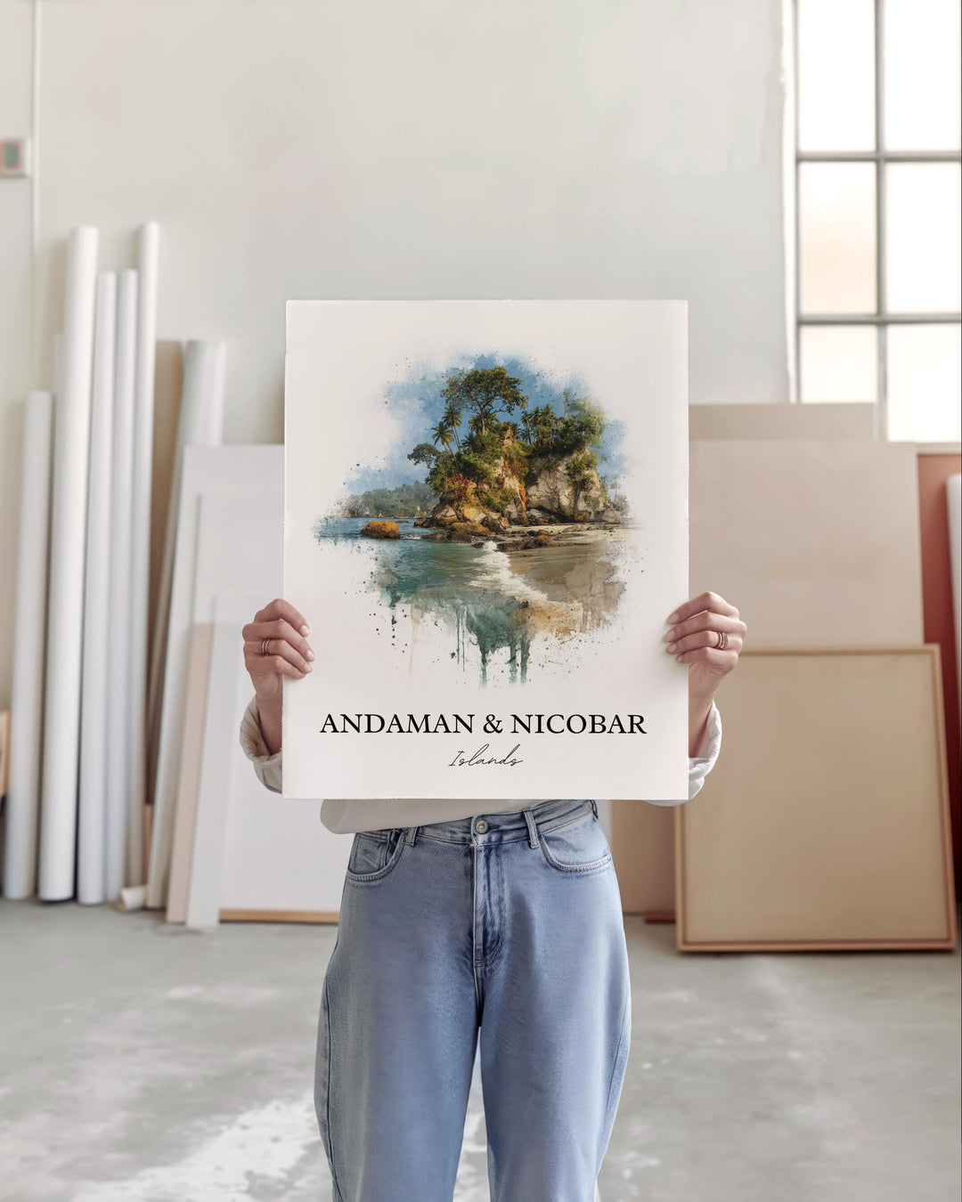 Andaman and Nicobar Islands Art, Andaman Islands Print, India Watercolor Art, Nicobar Gift, Travel Print, Travel Poster, Housewarming Gift