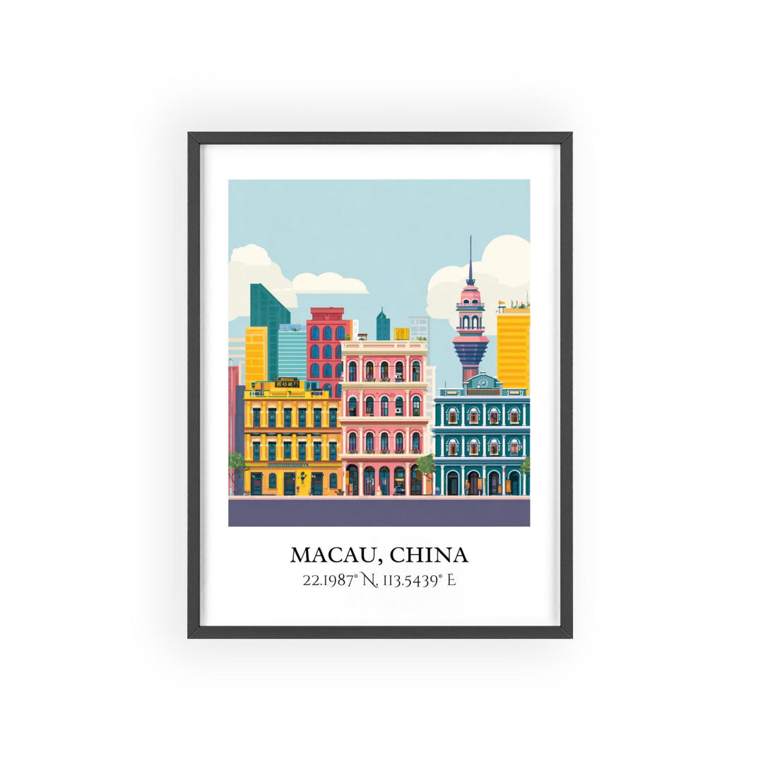 Macau Wall Art, Macau Print, Macau Watercolor Art, Macau China Gift, China Travel Print, Travel Poster, Housewarming Gift