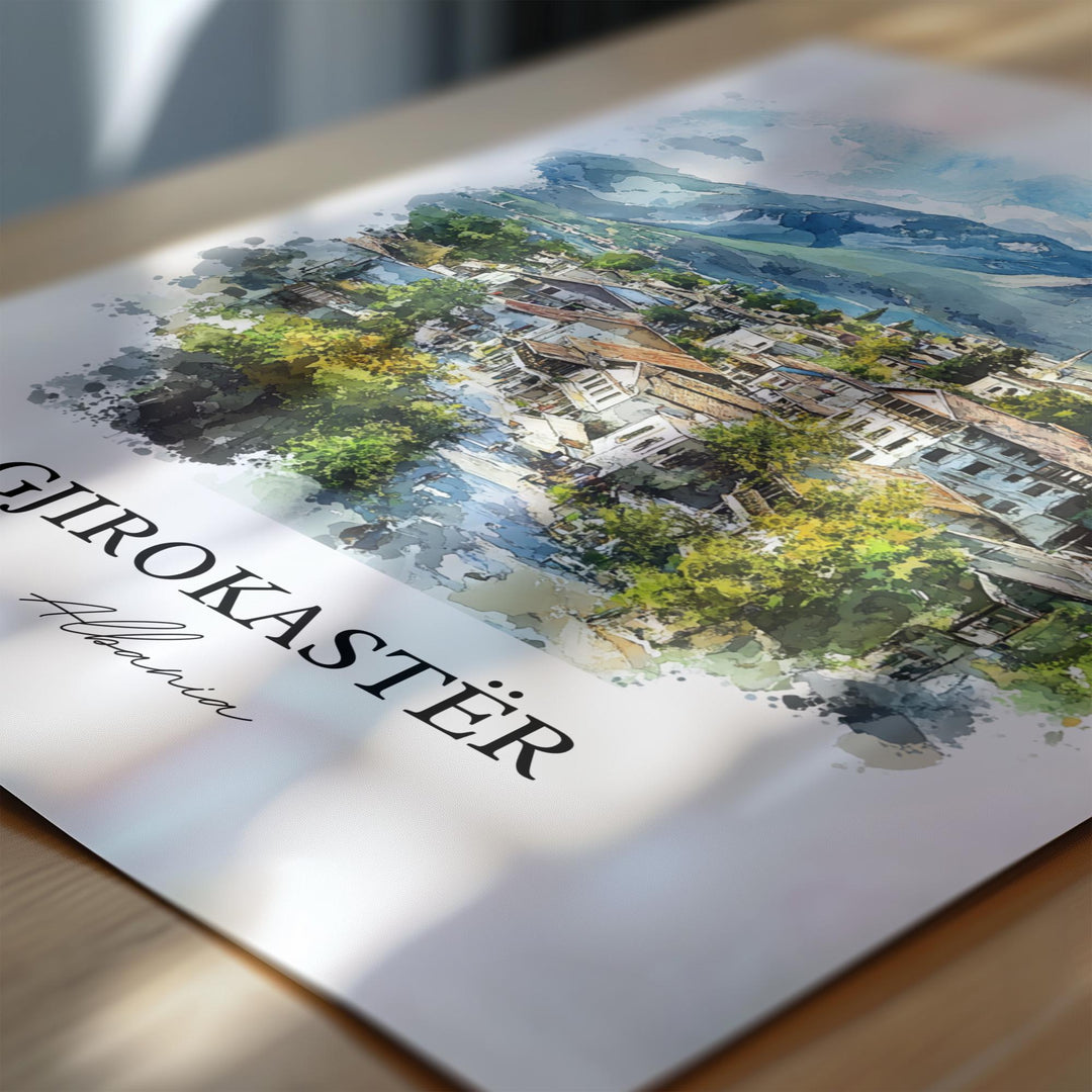 Gjirokastër Wall Art, Albania Print, Albania Watercolor Art, Gjirokastër Albania Gift, Travel Print, Travel Poster, Housewarming Gift