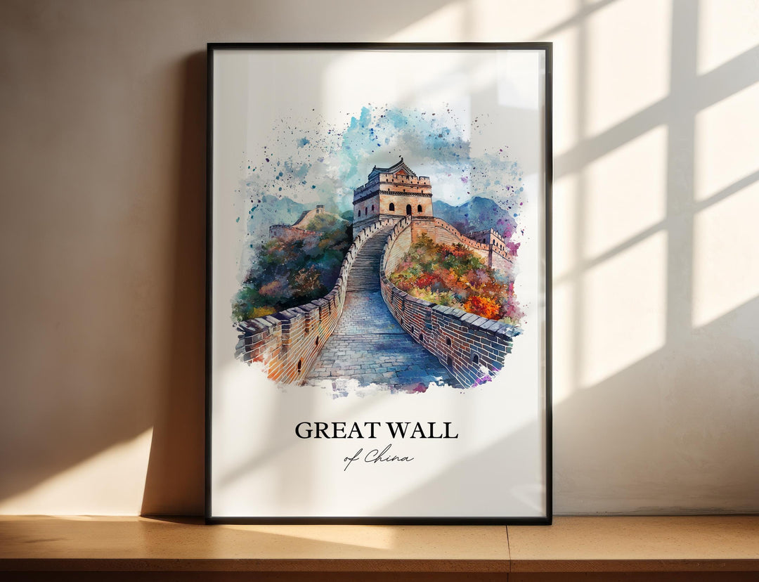 Great Wall of China Wall Art, China Print, China Watercolor Art, Great Wall of China Gift, Travel Print, Travel Poster, Housewarming Gift
