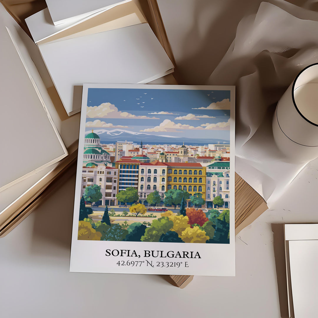 Sofia Bulgaria Art, Bulgaria Retro Travel Art, Bulgaria Home Decor, Bulgaria Gift, Bulgaria Travel Art, Travel Prints, Housewarming Gift