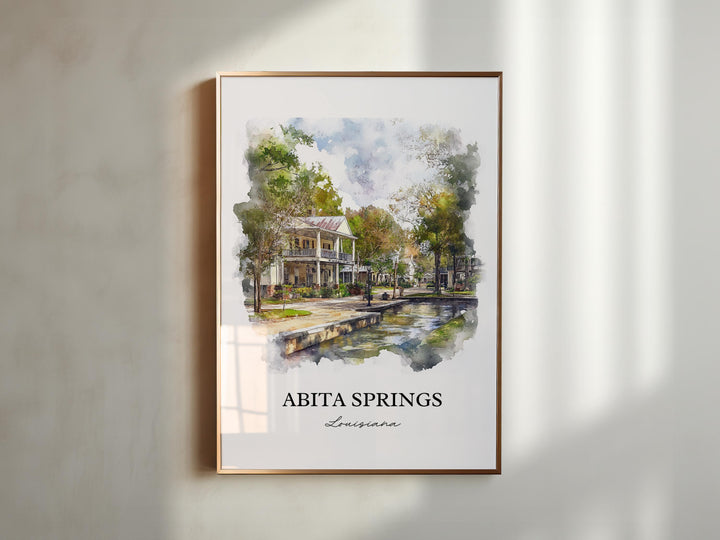 Abita Springs Wall Art, St. Tammany Parish Print, Louisiana Watercolor, Abita Springs Gift, Travel Print, Travel Poster, Housewarming Gift