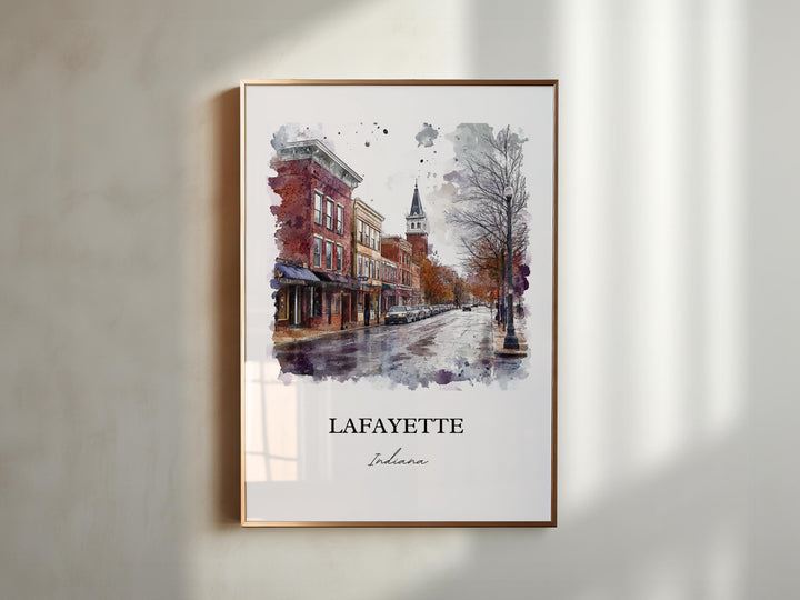 Lafayette IN Wall Art, Tippecanoe County Print, Indiana Watercolor, Lafayette Indiana Gift, Travel Print, Travel Poster, Housewarming Gift