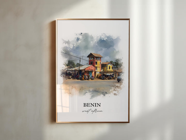 Benin Wall Art, Benin Print, Benin Watercolor Art, Benin Country Gift, Travel Print, Travel Poster, Housewarming Gift
