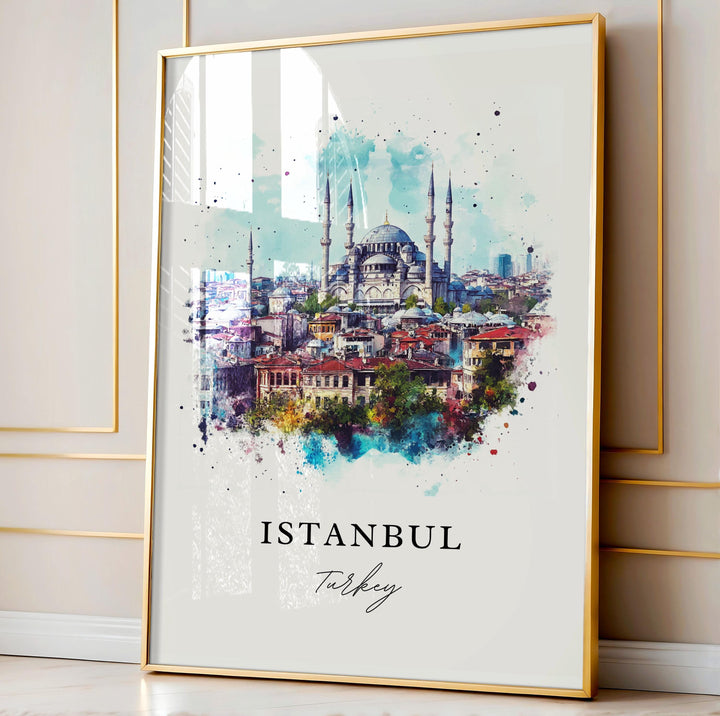Istanbul Wall Art, Istanbul Print, Turkey Watercolor Art, Hagia Sophia Gift, Istanbul Travel Poster, Housewarming Gift