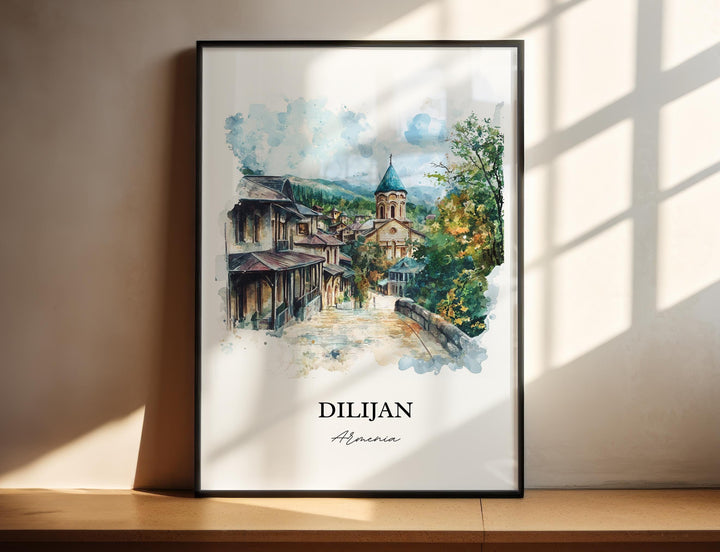 Dilijan Wall Art, Northern Armenia Print, Armenia Watercolor Art, Dilijan Armenia Gift, Travel Print, Travel Poster, Housewarming Gift