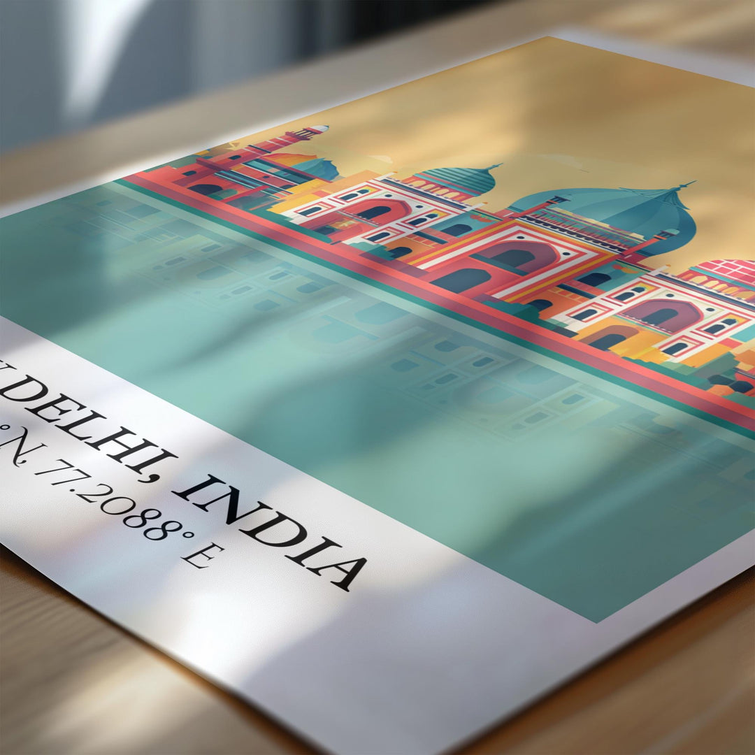 New Delhi Art, New Delhi Retro Travel Art, New Delhi India Home Decor, India Gift, India Travel Art, Travel Prints, Housewarming Gift