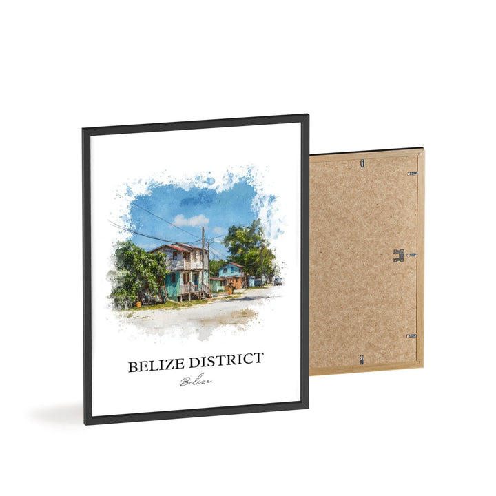 Belize Wall Art, Belize District Print, Belize Watercolor Art, Belize Gift, Belize Travel Print, Travel Poster, Housewarming Gift