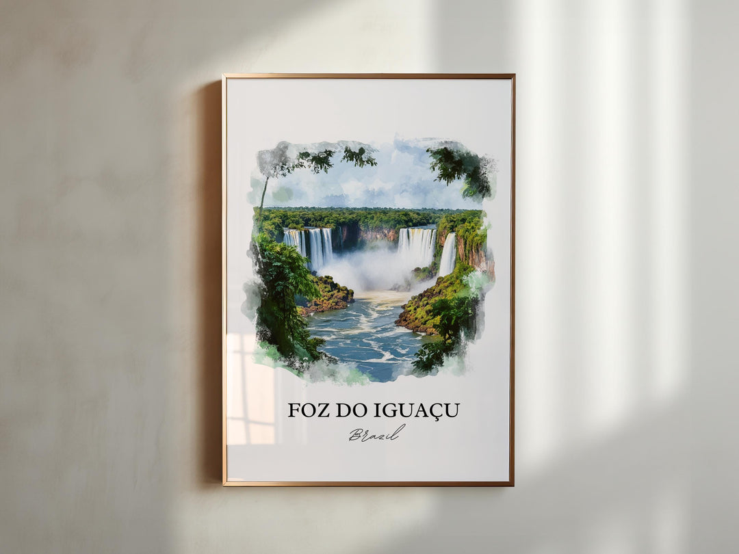 Foz do Iguacua Wall Art, Paraná Print, Brazil Watercolor Art, Foz do Iguacua Gift, Travel Print, Travel Poster, Housewarming Gift