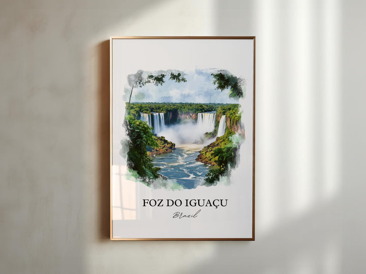 Foz do Iguacua Wall Art, Paraná Print, Brazil Watercolor Art, Foz do Iguacua Gift, Travel Print, Travel Poster, Housewarming Gift