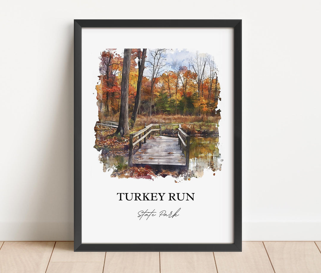 Turkey Run State Park Art, Marshall Indiana Print, Indiana Watercolor, Turkey Run Park Gift, Travel Print, Travel Poster, Housewarming Gift