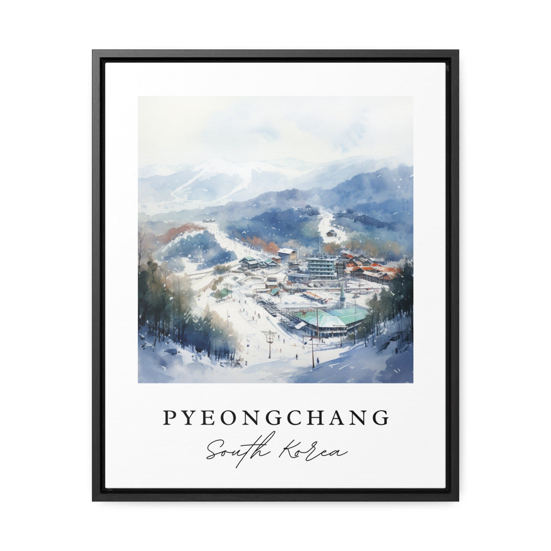 Pyeongchang traditional travel art - South Korea, Pyeongchang poster, Wedding gift, Birthday present, Custom Text, Personalized Gift