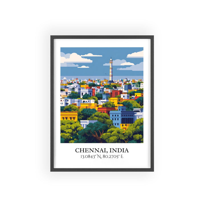 Chennai Art, Chennai India Retro Travel Art, Chennai Home Decor, Chennai India Gift, India Travel Art, Travel Prints, Housewarming Gift