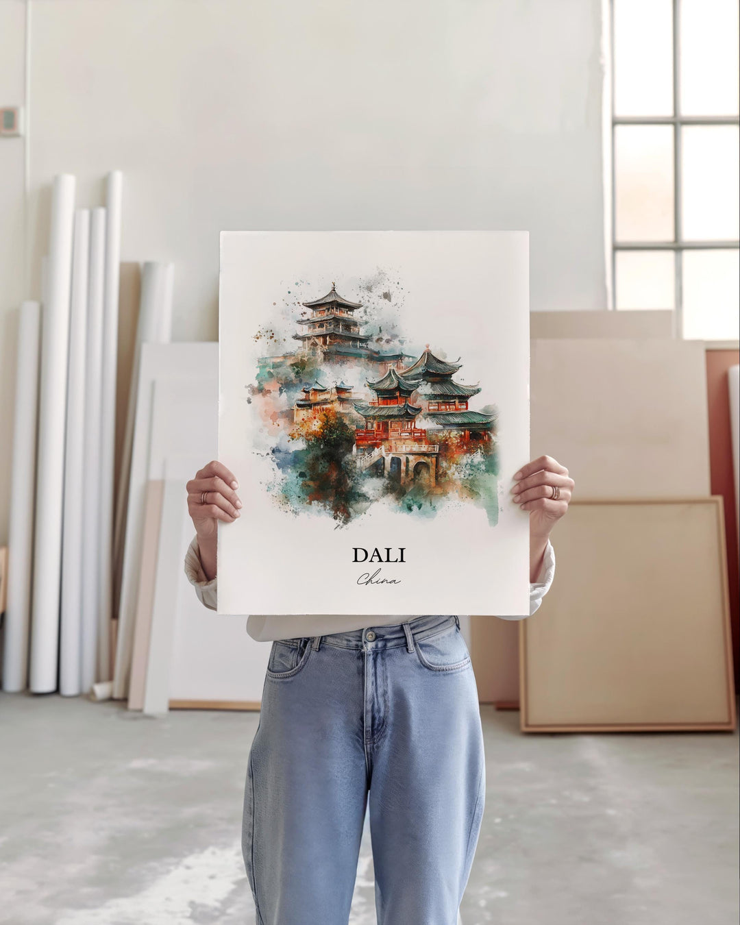 Dali China Wall Art, Yunnan Province Print, China Watercolor Art, Dali China Gift, Travel Print, Travel Poster, Housewarming Gift