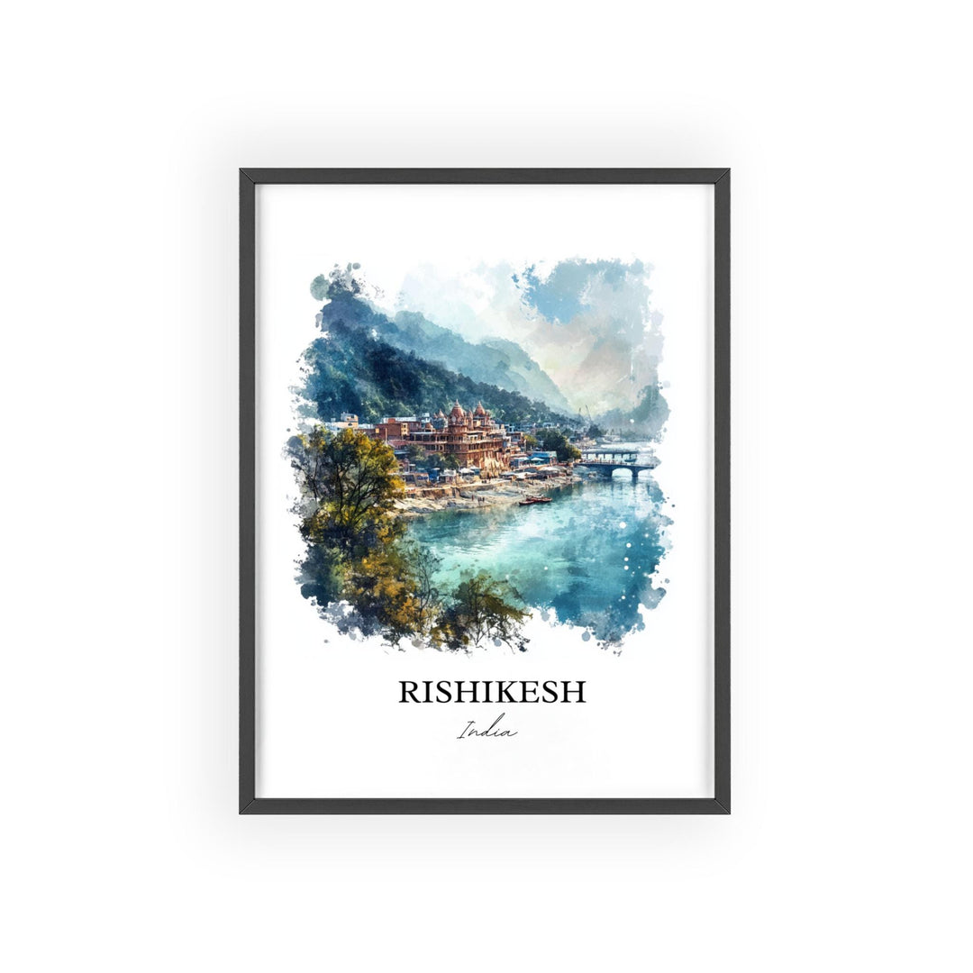 Rishikesh Wall Art, Uttarakhand Print, India Watercolor Art, Rishikesh India Gift, Travel Print, Travel Poster, Housewarming Gift