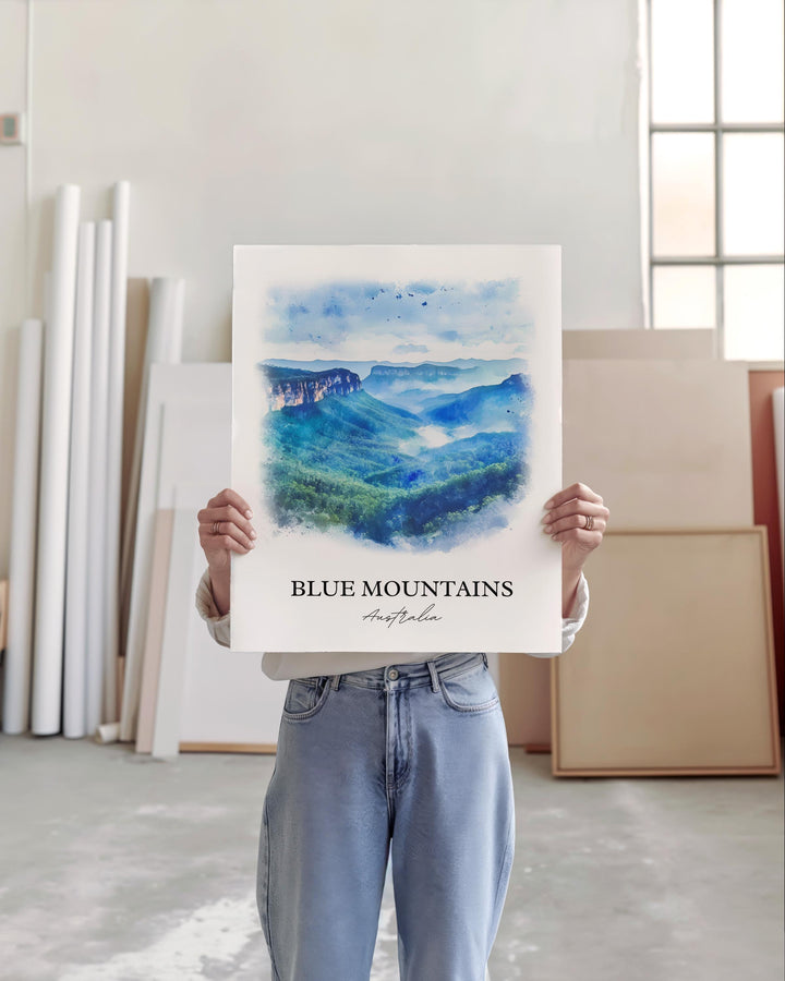 Blue Mountains Art, New South Wales Print, Australia Artwork, Blue Mountains Australia Gift, Travel Print, Travel Poster, Housewarming Gift